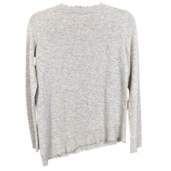 Intermix Wool Cashmere Blend Light Gray Sweater Asymmetric Fray Hem Size Small - Picture 4 of 11